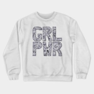 Floral girlpower text in blue ink Crewneck Sweatshirt